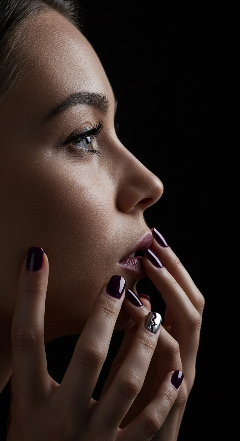 Two hands coming together to show a broken heart design in silver chrome across the thumbnails.