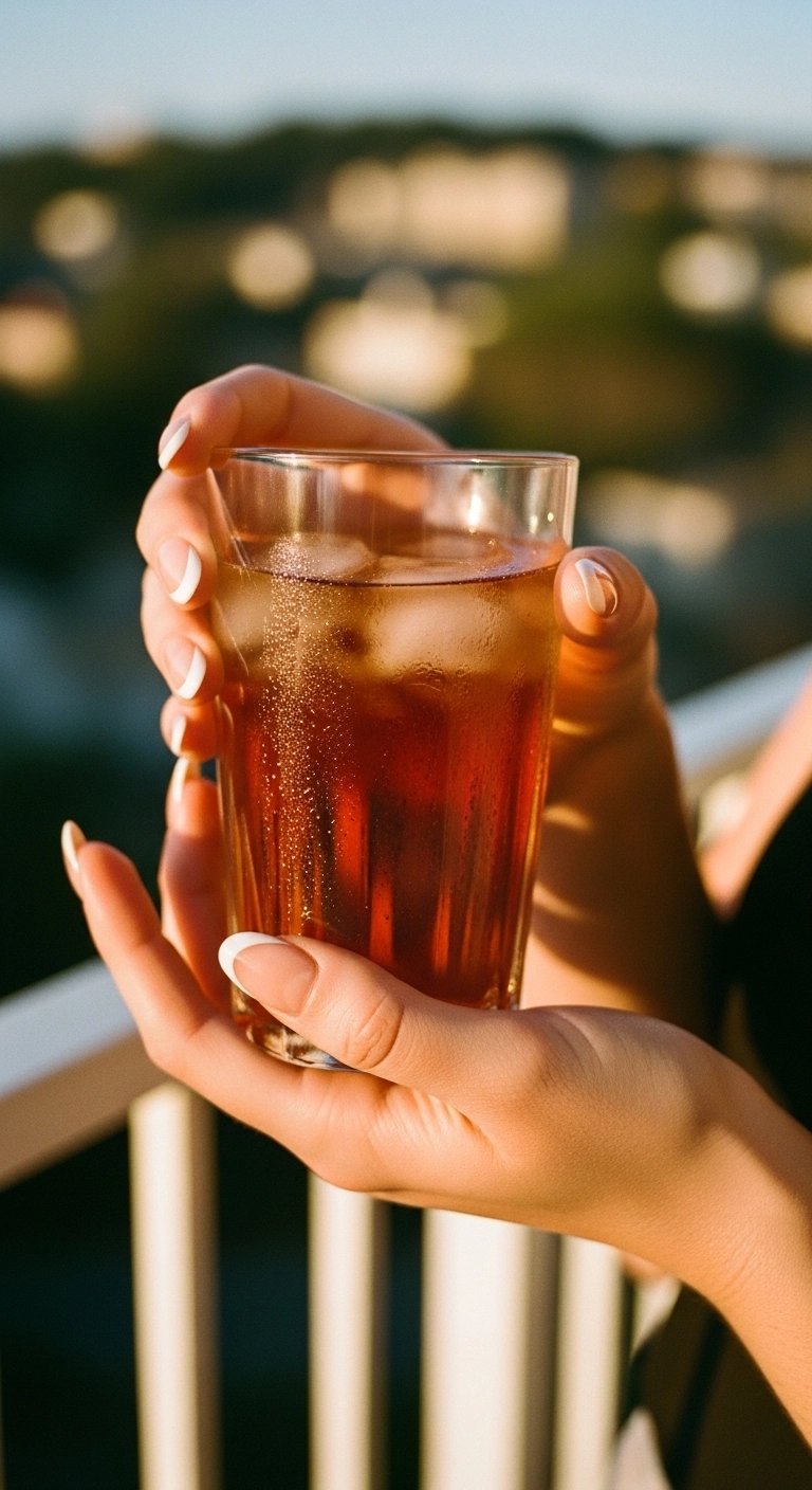 Oval nails with an asymmetrical white French tip that sweeps across the nail from one side.