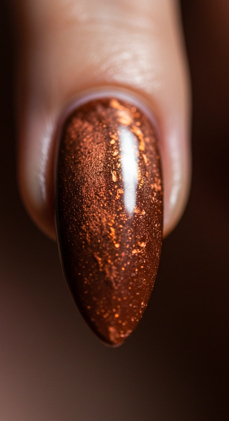 Macro shot of an almond nail with the 