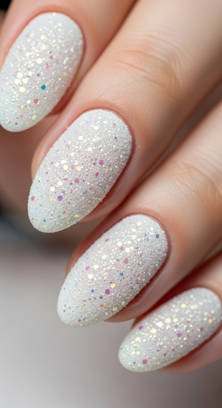 Winter nails with a white