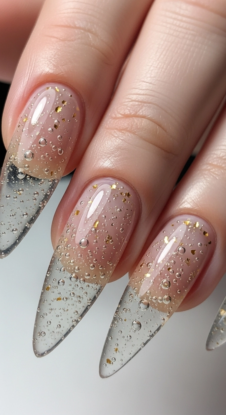 A close-up of a pretty birthday nail with 3D 